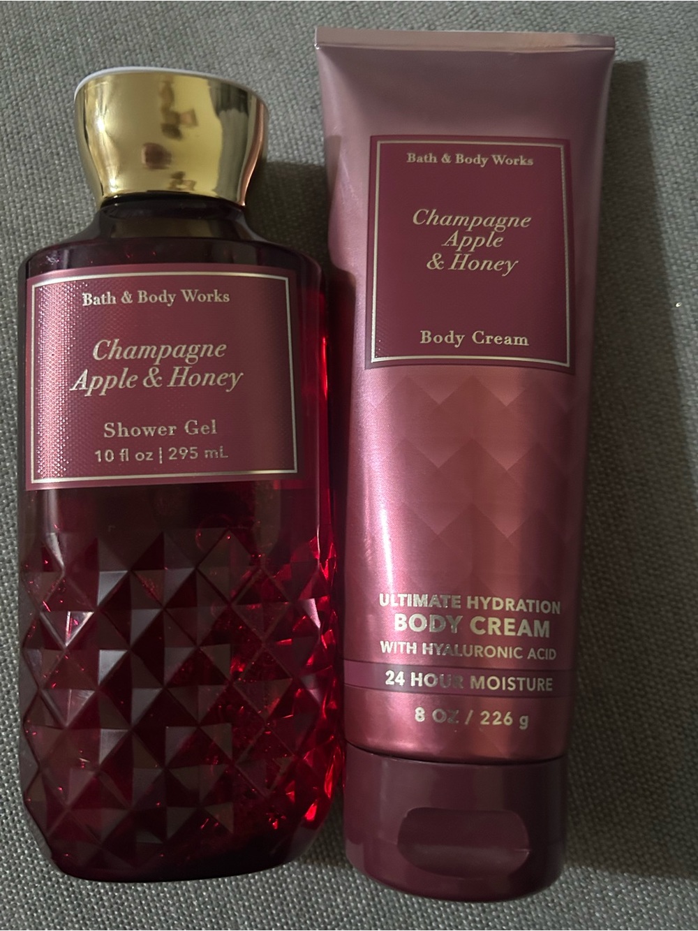 Bath & Body Works Champagne Apple & Honey Body Cream & Shower Gel - Berry Pink